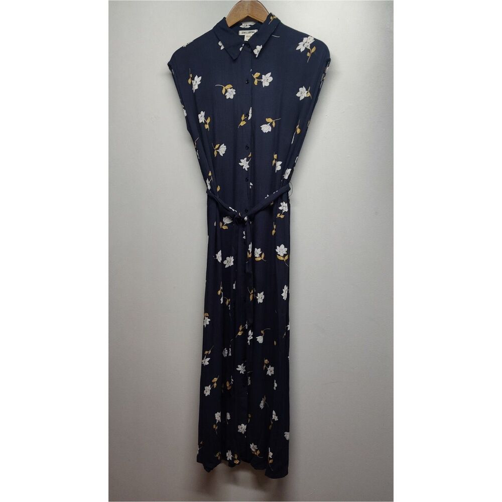 Billabong Midi Dress Women M Blue Sleeveless Floral Beachy Boho-Chic Coastal